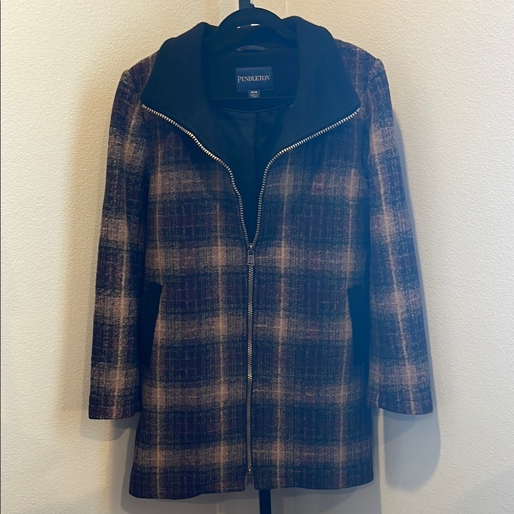 Pendleton Black and Brown Pea Coat Classic Wool Blend